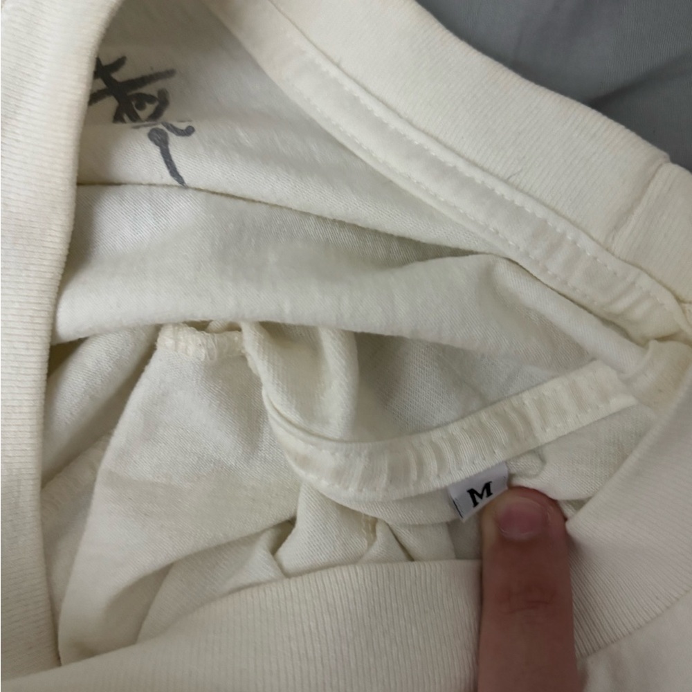 White T-Shirt with Graphic Face Design - Picture 5 of 5